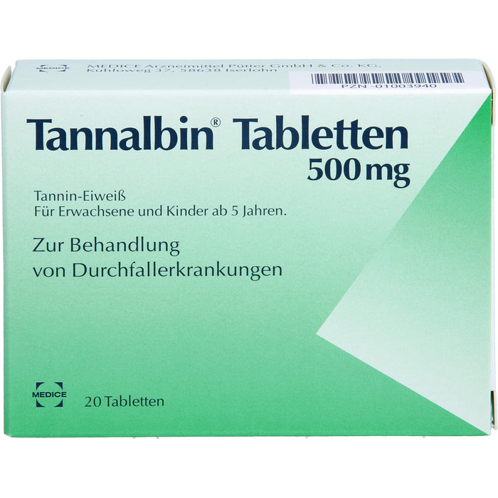 Tannalbin Tabletten 500 mg bei Durchfallerkrankungen, 20 pcs. Tablets