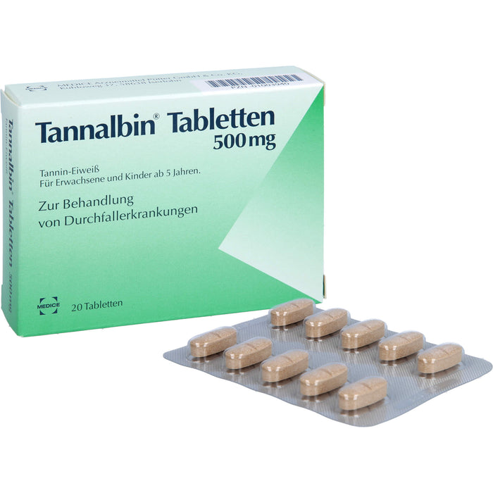 Tannalbin Tabletten 500 mg bei Durchfallerkrankungen, 20 pcs. Tablets