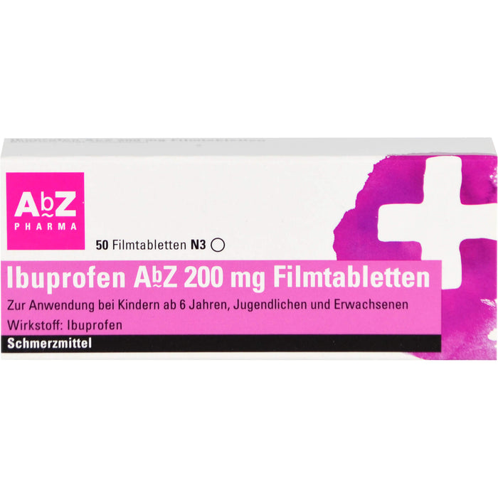 Ibuprofen AbZ 200 mg Filmtabletten Schmerzmittel, 50 pc Tablettes