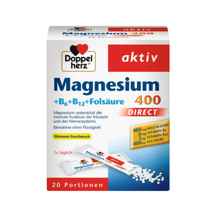 Doppelherz Magnesium + B Vitamine direct Beutel, 20 St. Beutel