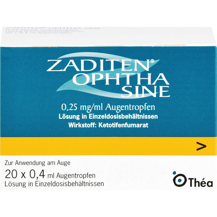 Zaditen ophta sine 0,25 mg/ml Lösung Antiallergikum zur Anwendung am Auge, 20 pc Pipettes à dose unique