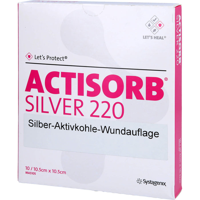 ACTISORB 220 Silver 9,5 x 6,5 cm sterile Silber-Aktivkohle-Wundauflage, 10 pc Compresses