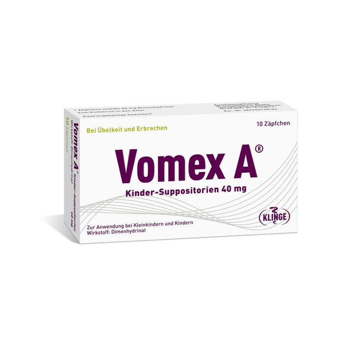 Vomex A 40 mg Kinder-Suppositorien, 10 St. Zäpfchen