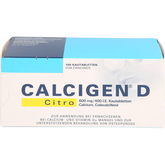 CALCIGEN D Citro 600 mg/400 I.E. Kautabletten, 100 St KTA