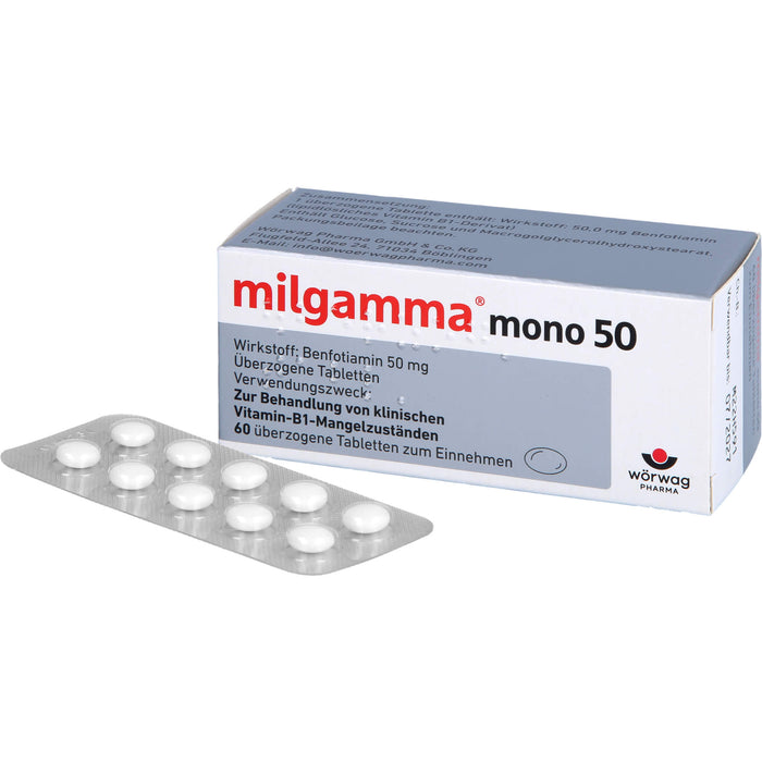 milgamma mono 50 Tabletten bei Vitamin-B1-Mangelzuständen, 60 pc Tablettes