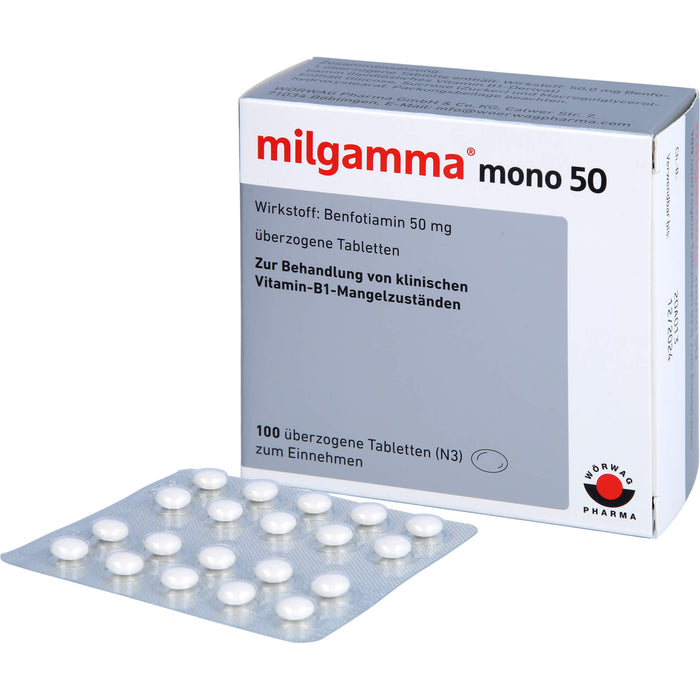 milgamma mono 50 Tabletten bei Vitamin B1 Mangelzuständen, 100 pc Tablettes