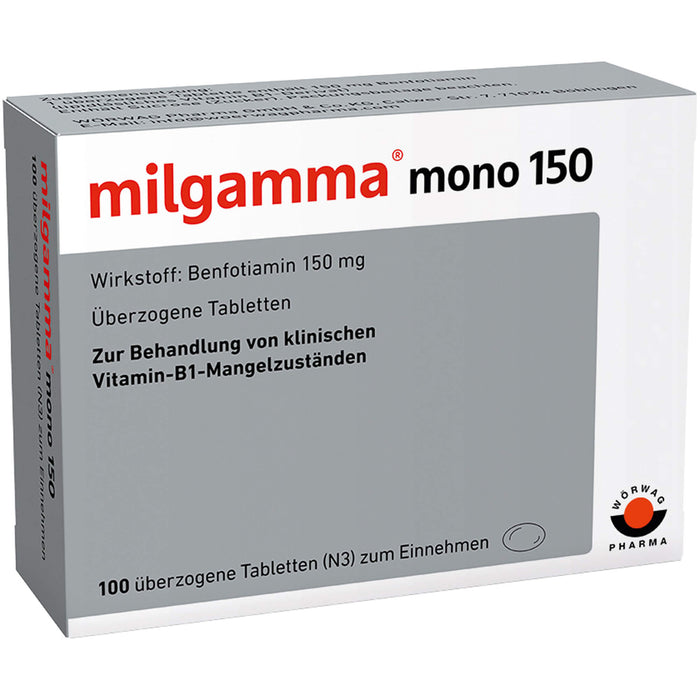 milgamma mono 150 Tabletten bei Vitamin B1 Mangelzuständen, 100 pc Tablettes