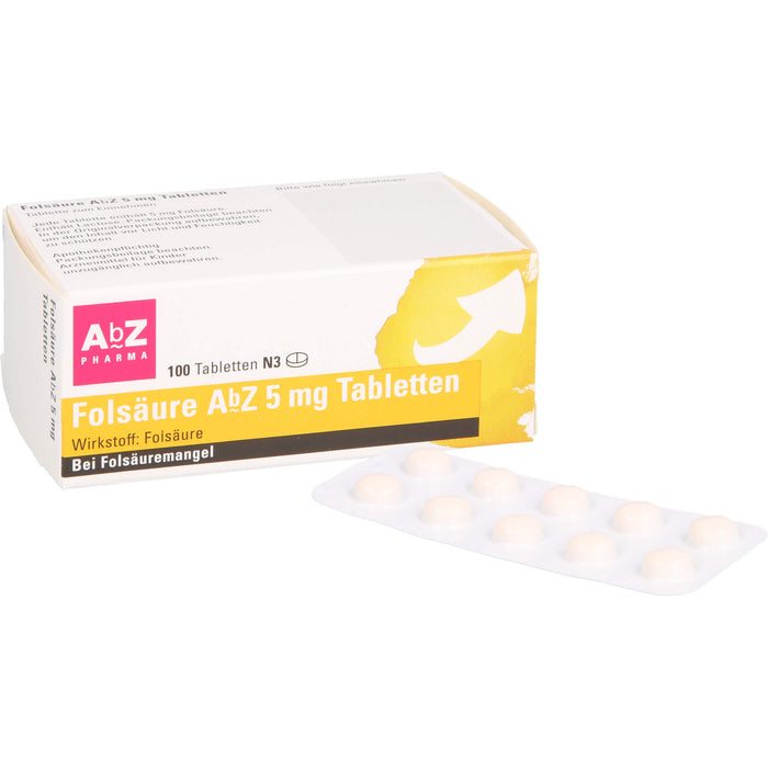 Folsäure AbZ 5 mg Tabletten bei Folsäuremangel, 100 St. Tabletten