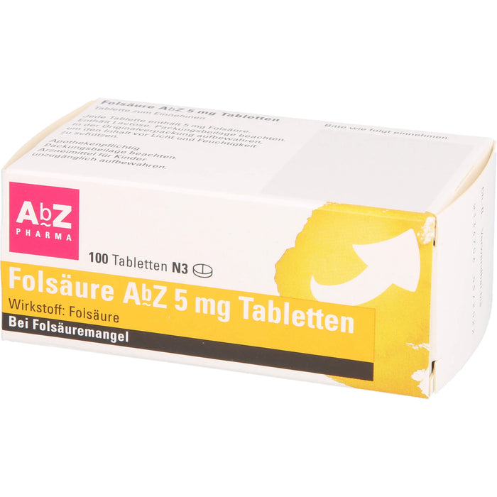 Folsäure AbZ 5 mg Tabletten bei Folsäuremangel, 100 pc Tablettes