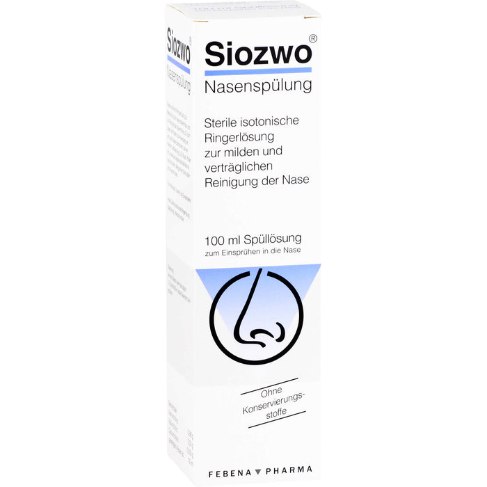 Siozwo Nasenspülung sterile isotonische Ringerlösung zur milden Reinigung der Nase, 100 ml Douche nasale