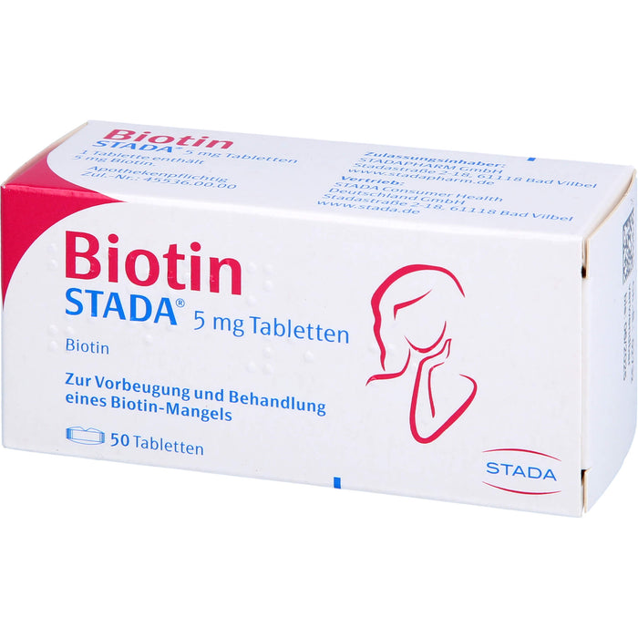 STADA Biotin Tabletten zur Vorbeugung und Behandlung eines Biotin-Mangels, 50 pc Tablettes