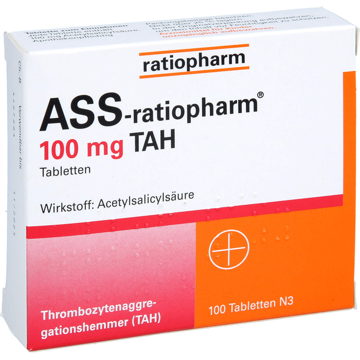 ASS-ratiopharm 100 mg TAH Tabletten, 100 pcs. Tablets