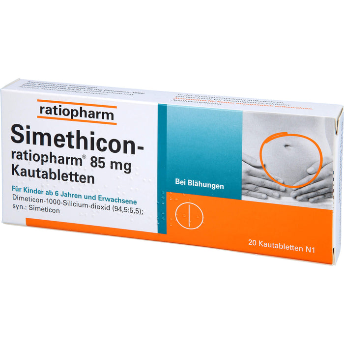 Simethicon-ratiopharm 85 mg Kautabletten, 20 St. Tabletten