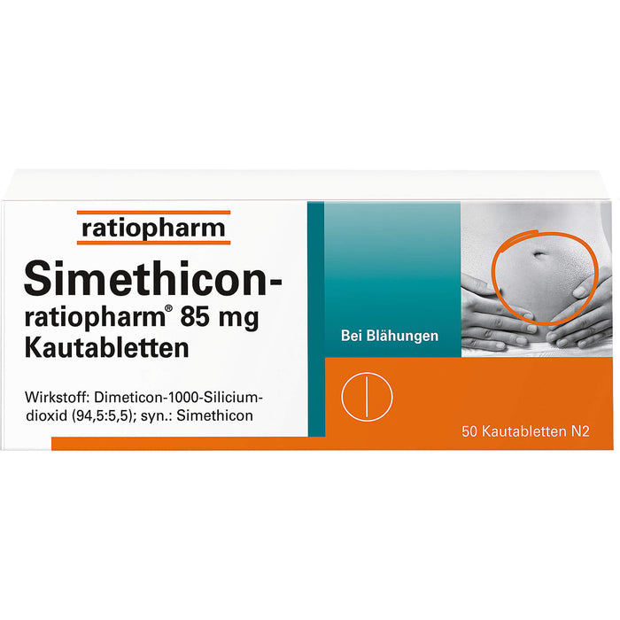 Simethicon-ratiopharm 85 mg Kautabletten bei Blähungen, 50 St. Tabletten