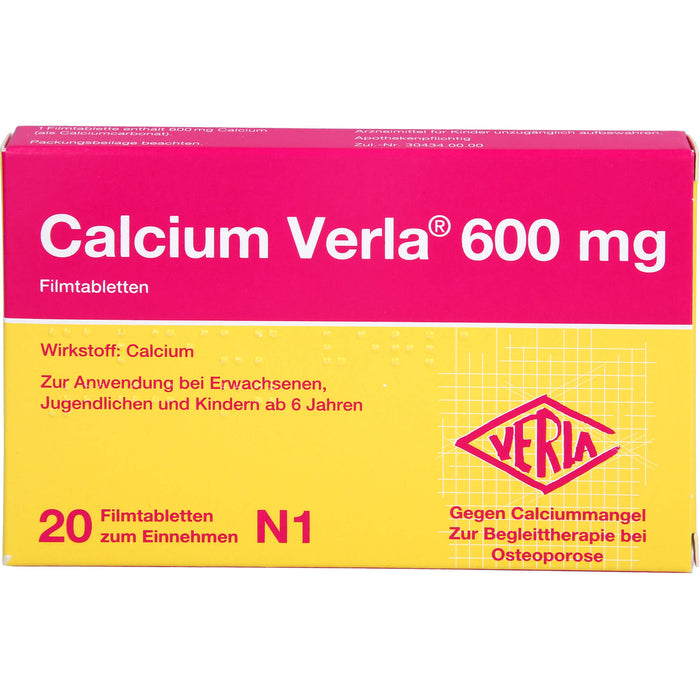 Calcium Verla 600 mg Filmtabletten, 20 pcs. Tablets