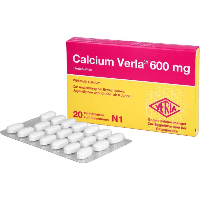 Calcium Verla 600 mg Filmtabletten, 20 pcs. Tablets