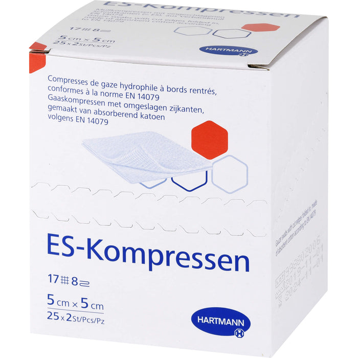 HARTMANN ES-Kompressen steril 5 cm x 5 cm Mullkompressen, 50 pcs. Compresses