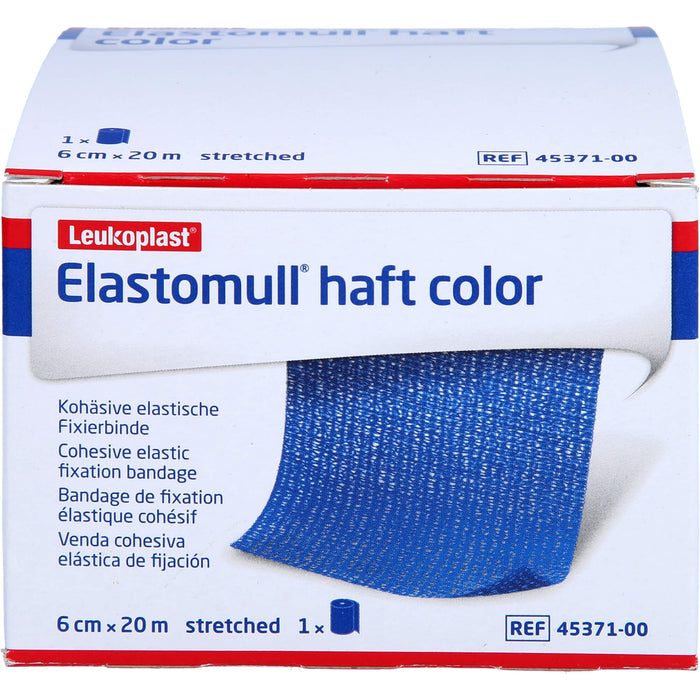 Elastomull haft color 6 cm x 20 m blaue kohäsive elastische Fixierbinde, 1 pcs. Bandage