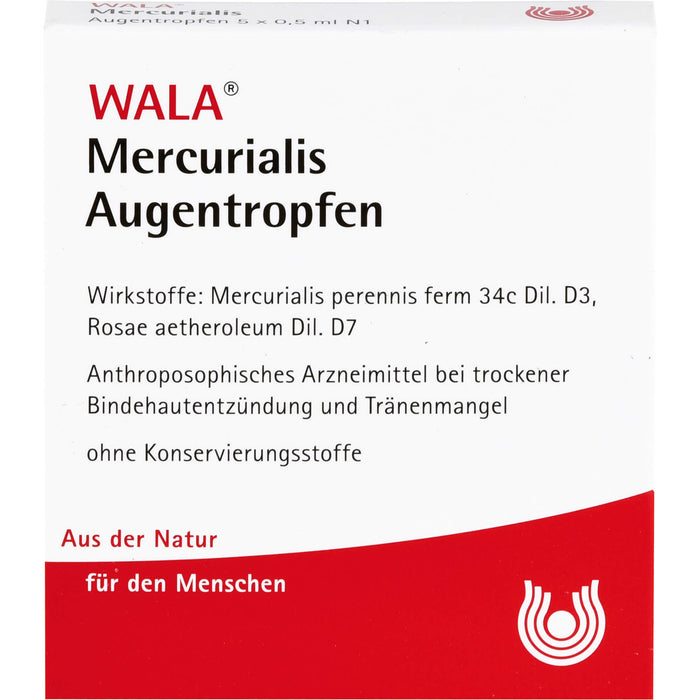 WALA Mercurialis Augentropfen bei trockener Bindehautentzündung und Tränenmangel, 5 pcs. Solution