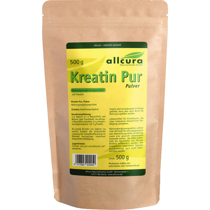 allcura Kreatin pur Pulver, 500 g Poudre