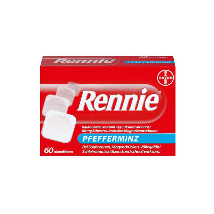 Rennie Pfefferminz Kautabletten bei Sodbrennen, 60 pcs. Tablets