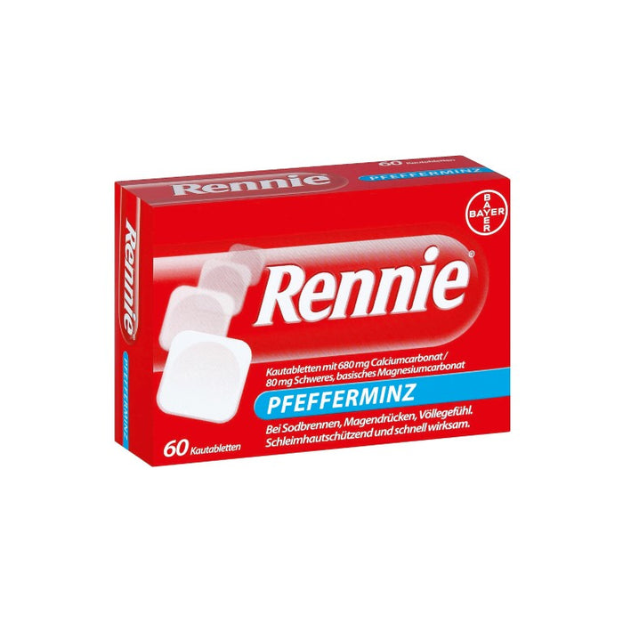 Rennie Pfefferminz Kautabletten bei Sodbrennen, 60 pcs. Tablets