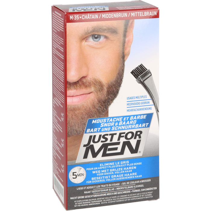 JUST FOR MEN Pflege-Brush-In-Color-Gel mittelbraun, 1 pc Gel