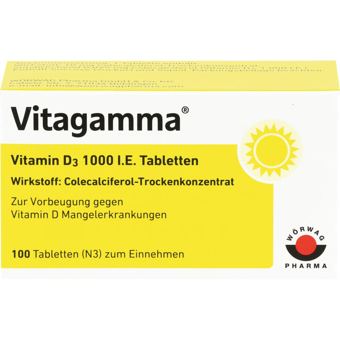 Vitagamma Vitamin D 3 1000 I.E. Tabletten, 100 pc Tablettes