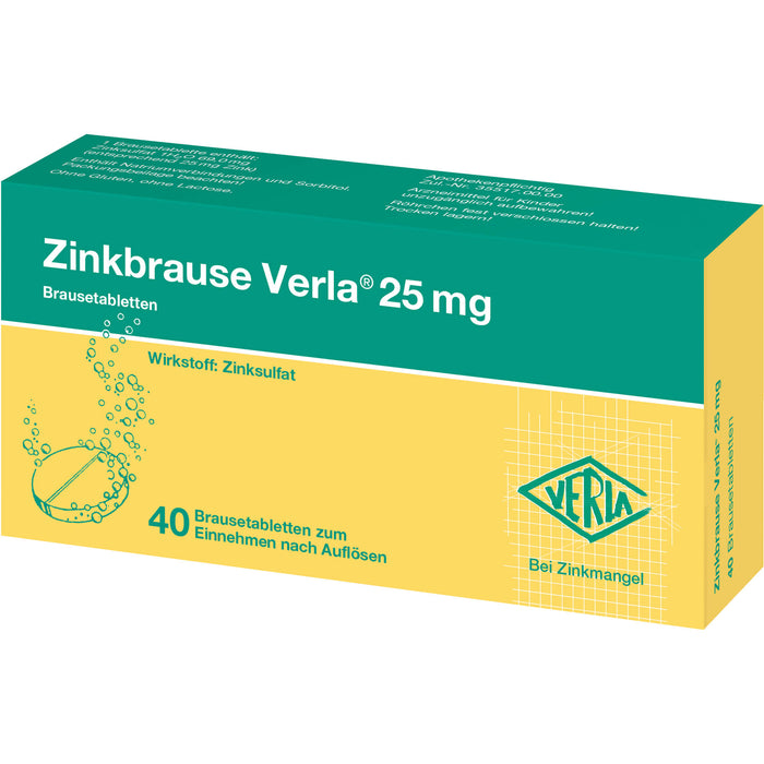 Zinkbrause Verla 25 mg Brausetabletten, 40 pc Tablettes