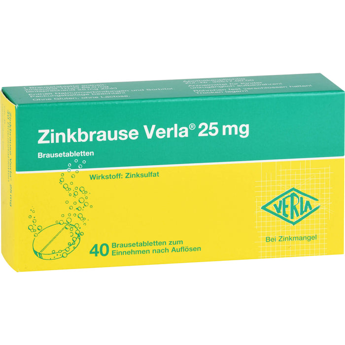 Zinkbrause Verla 25 mg Brausetabletten, 40 pc Tablettes