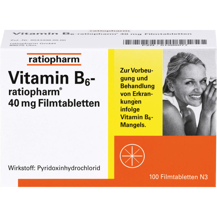 Vitamin B6-ratiopharm 40 mg Filmtabletten, 100 pcs. Tablets