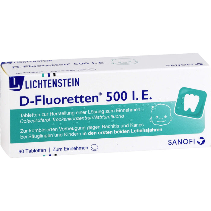 D-Fluoretten 500 I.E. Tabletten, 90 pcs. Tablets