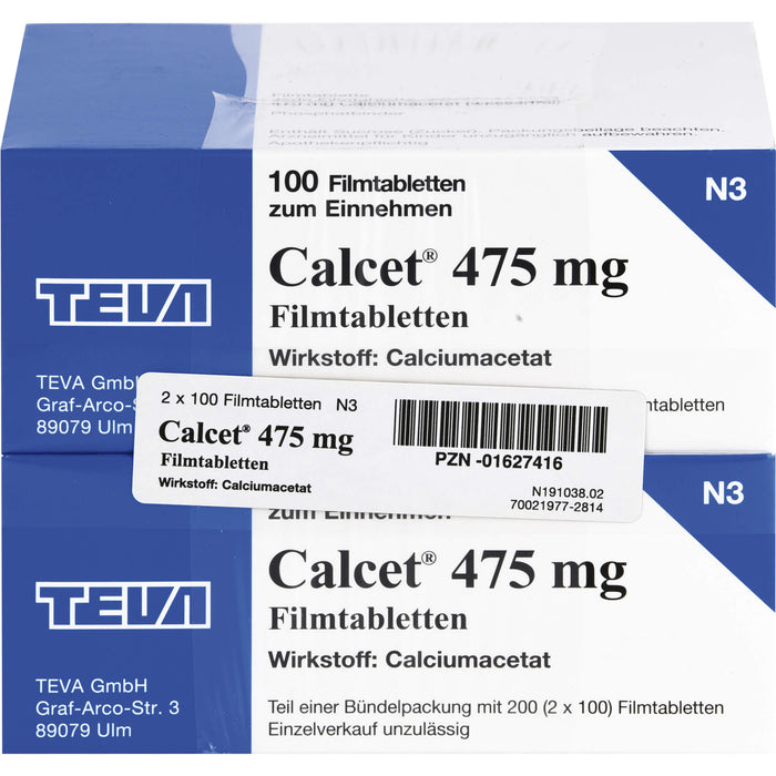 Calcet 475 mg Filmtabletten Phosphatbinder, 200 St. Tabletten