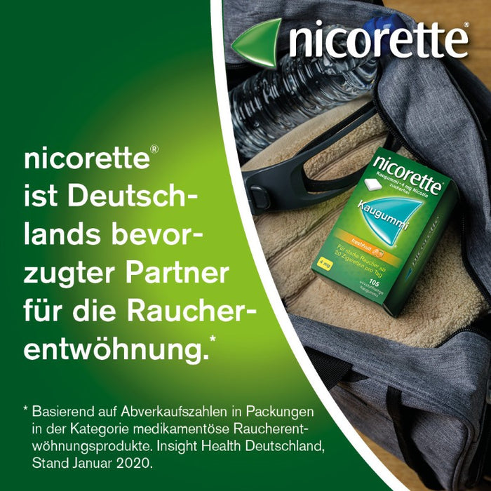 nicorette Kaugummi 4 mg Nicotin zuckerfrei freshfruit, 105 St. Kaugummi