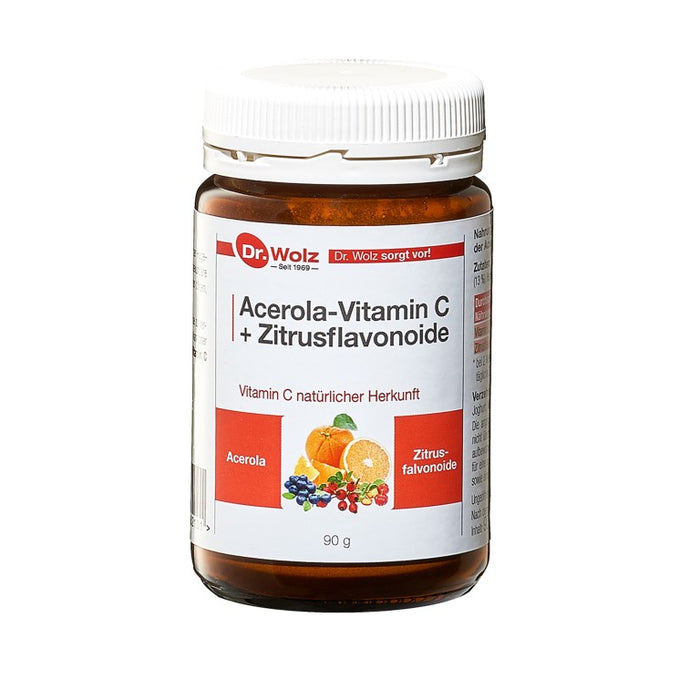 Acerola-Vitamin C + Bioflavonoide Dr. Wolz Pulver, 90 g Poudre