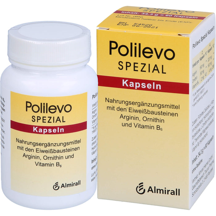 Polilevo spezial Kapseln mit Arginin, Ornithin und Vitamin B6, 60 pc Capsules