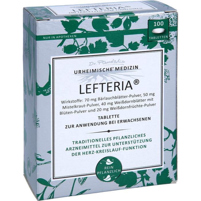 LEFTERIA Tabletten zur Unterstützung der Herz-Kreislauf-Funktion, 100 pc Tablettes