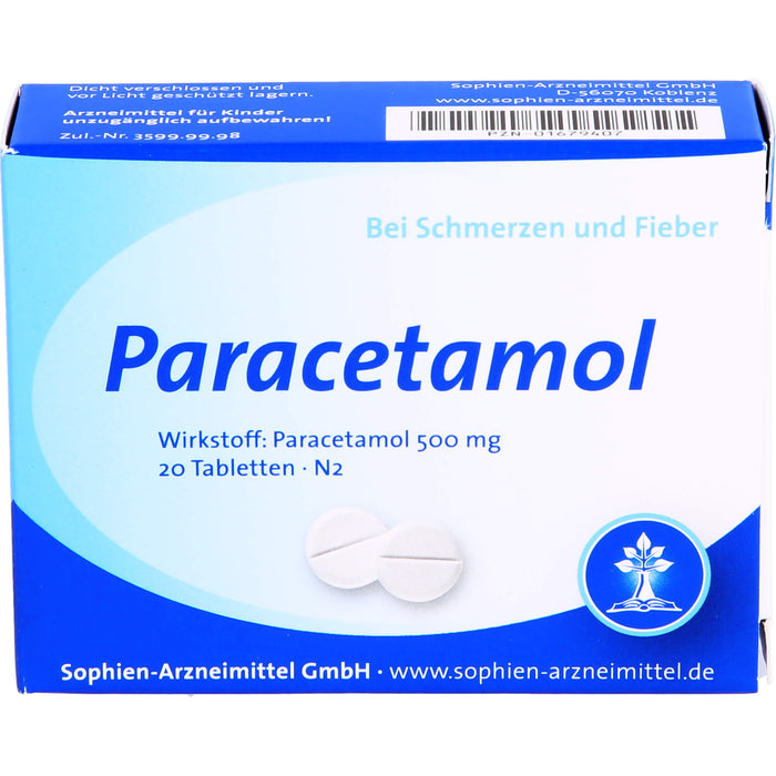 Sophien-Arzneimittel Paracetamol 500 mg Tabletten, 20 pcs. Tablets