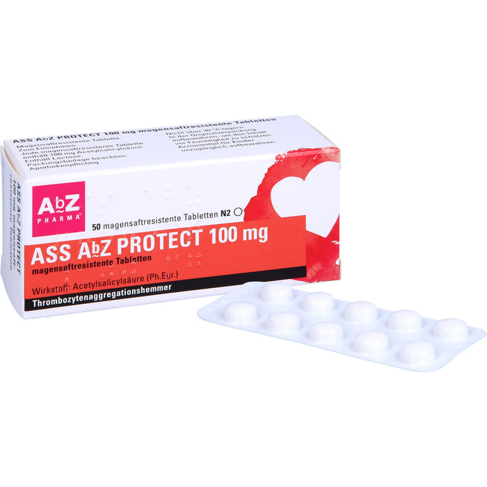 ASS AbZ Protect 100 mg magensaftresistente Tabletten, 50 pc Tablettes