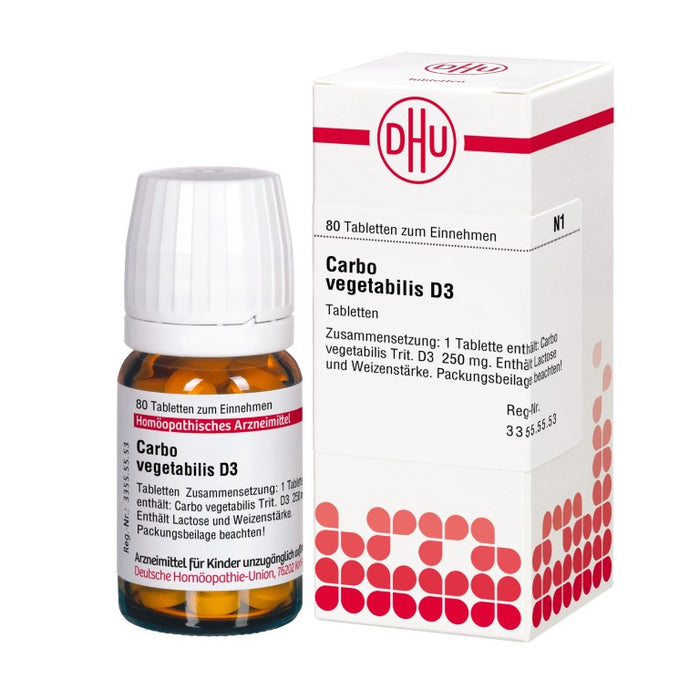 DHU Carbo vegetabilis D3 Tabletten, 80 St. Tabletten