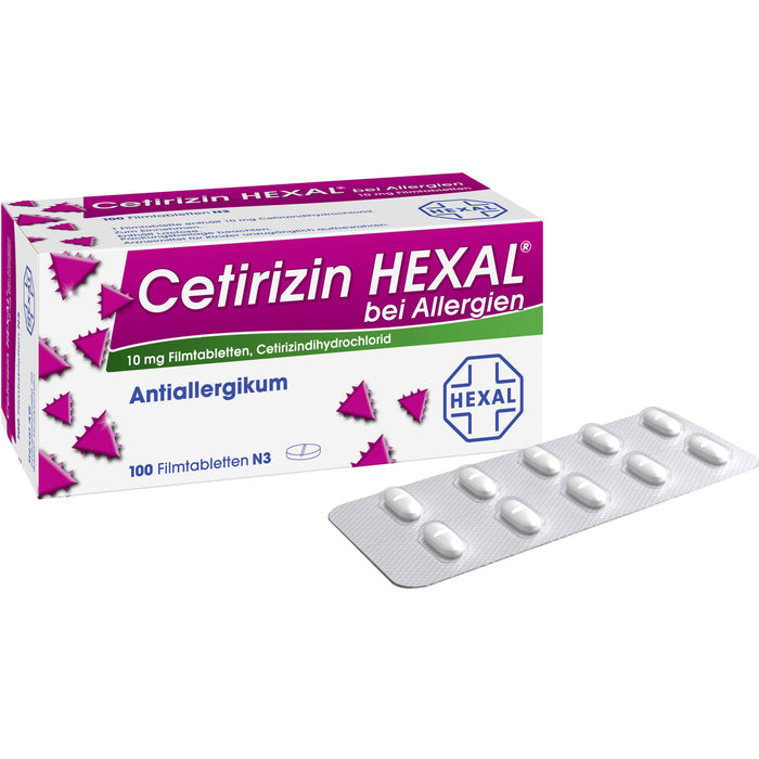 Cetirizin HEXAL Tabletten bei Allergien, 100 pc Tablettes