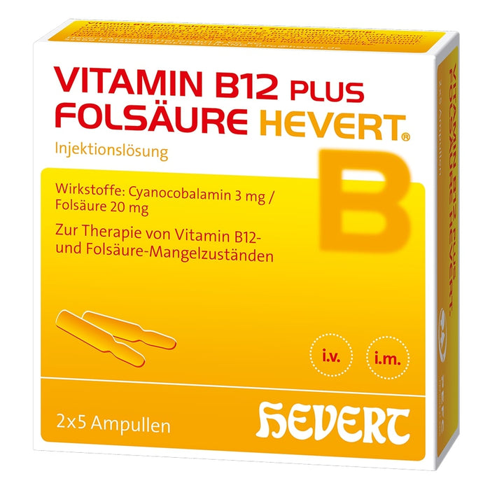 Vitamin B12 plus Folsäure Hevert Ampullen, 10 pcs. Ampoules