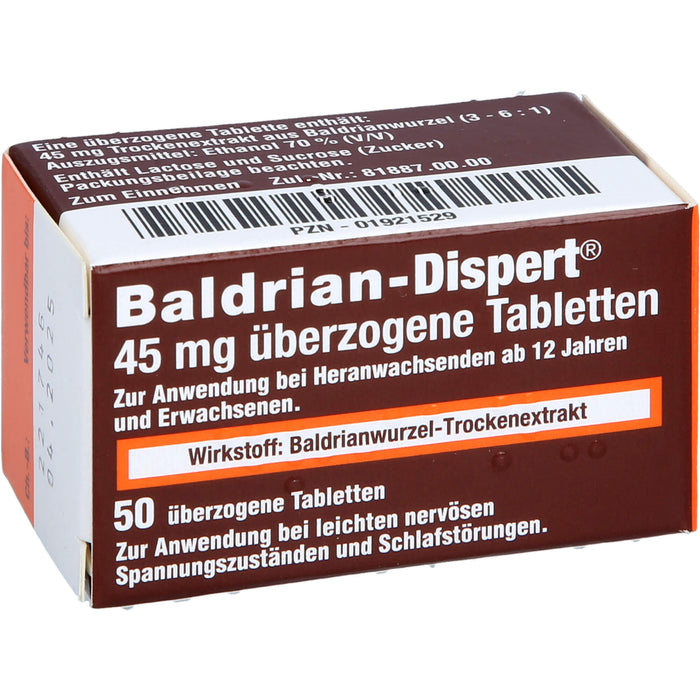 Baldrian-Dispert 45 mg überzogene Tabletten, 50 pc Tablettes