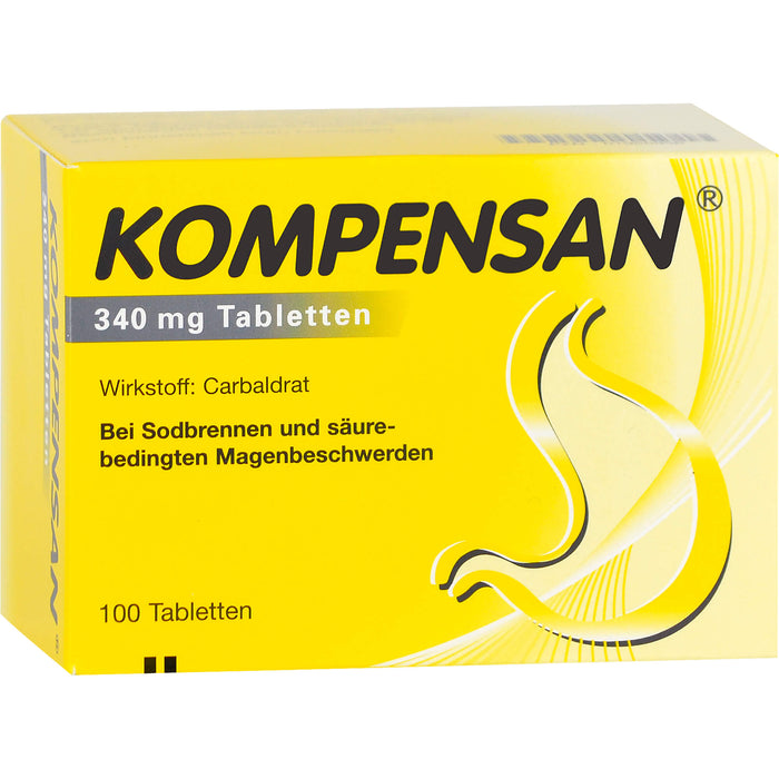 KOMPENSAN 340 mg Tabletten bei Sodbrennen und säurebedingten Magenbeschwerden, 100 pcs. Tablets