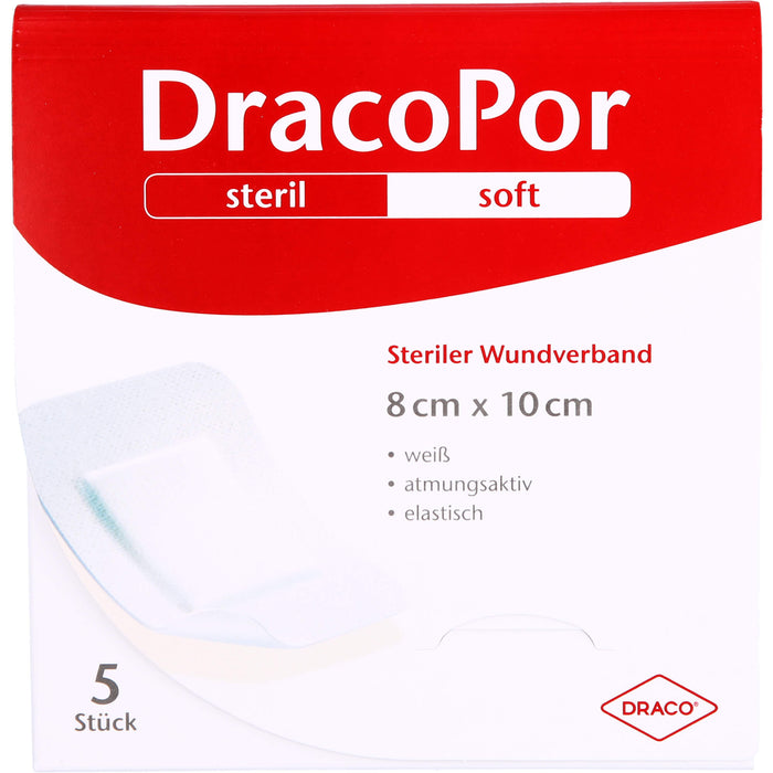 Dracopor Soft 8 cm x 10 cm weiß steriler Wundverband, 5 pcs. dressing