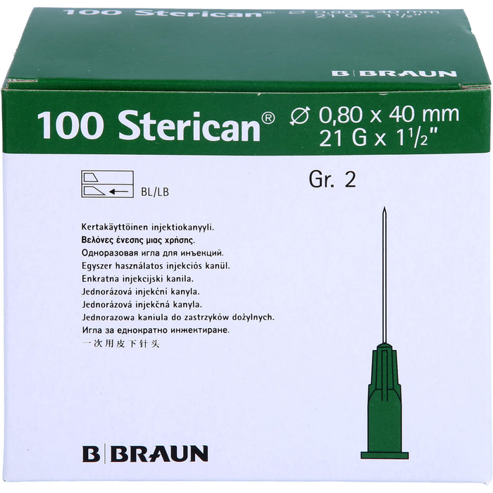 STERICAN 0,80X40 GRUEN L L, 100 St KAN