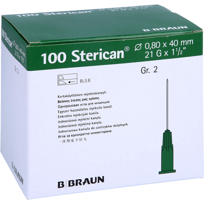 STERICAN 0,80X40 GRUEN L L, 100 St KAN