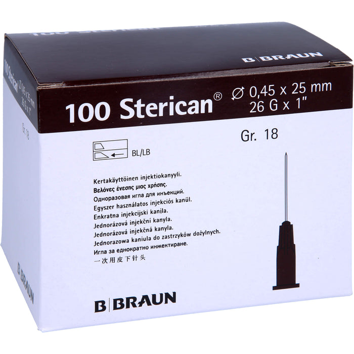 STERICAN 0,45X25 BRAUN L L, 100 St KAN