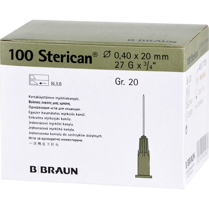 STERICAN 0,40X20 GRAU L L, 100 St KAN