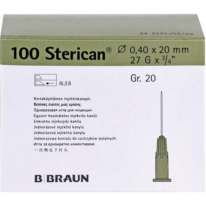 STERICAN 0,40X20 GRAU L L, 100 St KAN